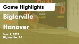 Biglerville  vs Hanover  Game Highlights - Jan. 9, 2024