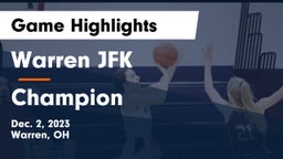 Warren JFK vs Champion  Game Highlights - Dec. 2, 2023