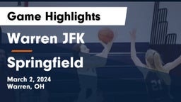 Warren JFK vs Springfield  Game Highlights - March 2, 2024