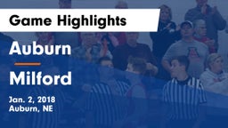 Auburn  vs Milford  Game Highlights - Jan. 2, 2018