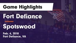 Fort Defiance  vs Spotswood  Game Highlights - Feb. 6, 2018