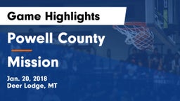 Powell County  vs Mission  Game Highlights - Jan. 20, 2018