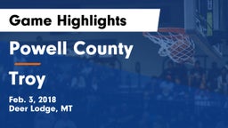 Powell County  vs Troy Game Highlights - Feb. 3, 2018