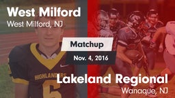 Matchup: West Milford High vs. Lakeland Regional  2016
