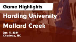 Harding University  vs Mallard Creek  Game Highlights - Jan. 5, 2024