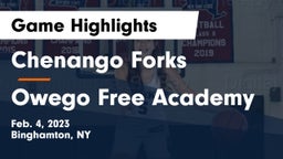 Chenango Forks  vs Owego Free Academy  Game Highlights - Feb. 4, 2023