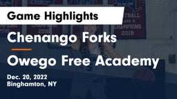 Chenango Forks  vs Owego Free Academy  Game Highlights - Dec. 20, 2022