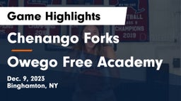 Chenango Forks  vs Owego Free Academy  Game Highlights - Dec. 9, 2023