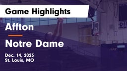 Affton  vs Notre Dame  Game Highlights - Dec. 14, 2023