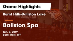 Burnt Hills-Ballston Lake  vs Ballston Spa  Game Highlights - Jan. 8, 2019