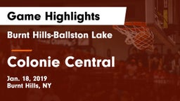 Burnt Hills-Ballston Lake  vs Colonie Central  Game Highlights - Jan. 18, 2019