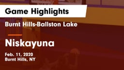 Burnt Hills-Ballston Lake  vs Niskayuna  Game Highlights - Feb. 11, 2020