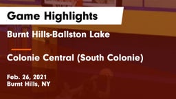 Burnt Hills-Ballston Lake  vs Colonie Central  (South Colonie) Game Highlights - Feb. 26, 2021