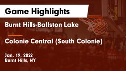 Burnt Hills-Ballston Lake  vs Colonie Central  (South Colonie) Game Highlights - Jan. 19, 2022