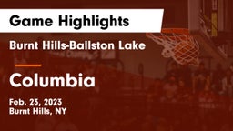 Burnt Hills-Ballston Lake  vs Columbia  Game Highlights - Feb. 23, 2023