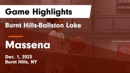 Burnt Hills-Ballston Lake  vs Massena  Game Highlights - Dec. 1, 2023