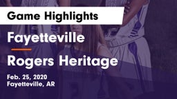 Fayetteville  vs Rogers Heritage  Game Highlights - Feb. 25, 2020