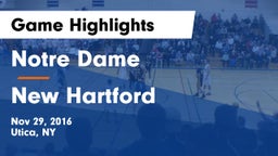 Notre Dame  vs New Hartford  Game Highlights - Nov 29, 2016