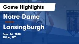 Notre Dame  vs Lansingburgh  Game Highlights - Jan. 14, 2018