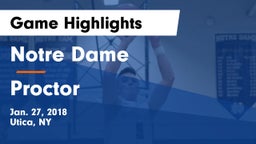 Notre Dame  vs Proctor  Game Highlights - Jan. 27, 2018