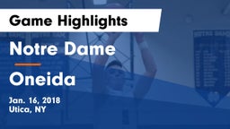 Notre Dame  vs Oneida  Game Highlights - Jan. 16, 2018