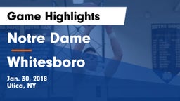 Notre Dame  vs Whitesboro  Game Highlights - Jan. 30, 2018