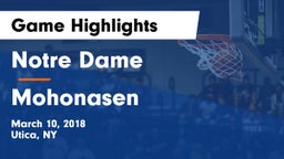 Notre Dame  vs Mohonasen  Game Highlights - March 10, 2018