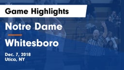 Notre Dame  vs Whitesboro  Game Highlights - Dec. 7, 2018