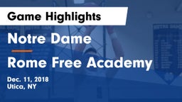 Notre Dame  vs Rome Free Academy  Game Highlights - Dec. 11, 2018