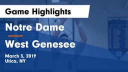 Notre Dame  vs West Genesee  Game Highlights - March 3, 2019