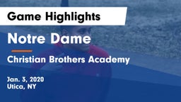 Notre Dame  vs Christian Brothers Academy  Game Highlights - Jan. 3, 2020