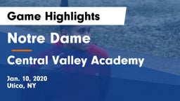 Notre Dame  vs Central Valley Academy Game Highlights - Jan. 10, 2020