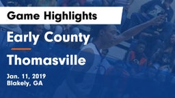 Early County  vs Thomasville  Game Highlights - Jan. 11, 2019