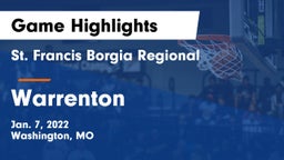 St. Francis Borgia Regional  vs Warrenton  Game Highlights - Jan. 7, 2022