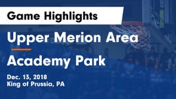 Upper Merion Area  vs Academy Park  Game Highlights - Dec. 13, 2018