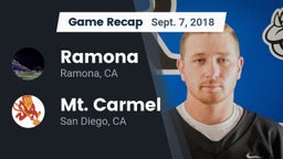 Recap: Ramona  vs. Mt. Carmel  2018
