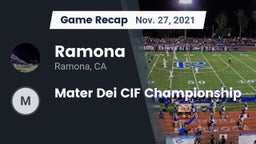 Recap: Ramona  vs. Mater Dei CIF Championship 2021