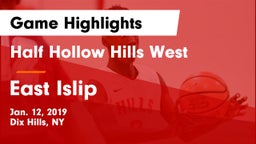 Half Hollow Hills West  vs East Islip  Game Highlights - Jan. 12, 2019