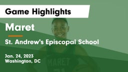 Maret  vs St. Andrew's Episcopal School Game Highlights - Jan. 24, 2023