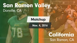 Matchup: San Ramon Valley vs. California  2016