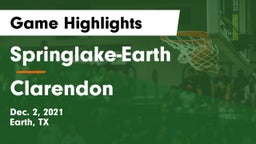 Springlake-Earth  vs Clarendon  Game Highlights - Dec. 2, 2021