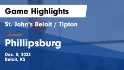 St. John's Beloit / Tipton vs Phillipsburg  Game Highlights - Dec. 8, 2023