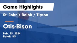 St. John's Beloit / Tipton vs Otis-Bison  Game Highlights - Feb. 29, 2024
