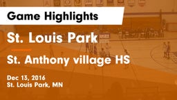 St. Louis Park  vs St. Anthony village HS Game Highlights - Dec 13, 2016