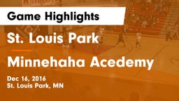 St. Louis Park  vs Minnehaha Acedemy Game Highlights - Dec 16, 2016