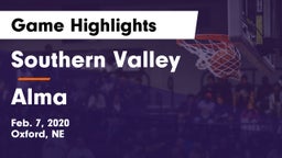 Southern Valley  vs Alma  Game Highlights - Feb. 7, 2020