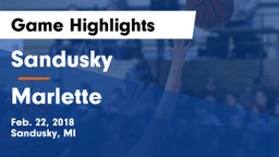Sandusky  vs Marlette Game Highlights - Feb. 22, 2018