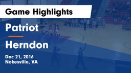 Patriot   vs Herndon  Game Highlights - Dec 21, 2016