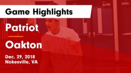 Patriot   vs Oakton  Game Highlights - Dec. 29, 2018