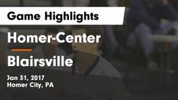 Homer-Center  vs Blairsville  Game Highlights - Jan 31, 2017